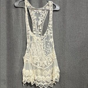 Elegant Cream Lace Tank Top